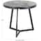 21.5" Black Teak Wood Handmade Live Edge Accent Table with Black Metal Base